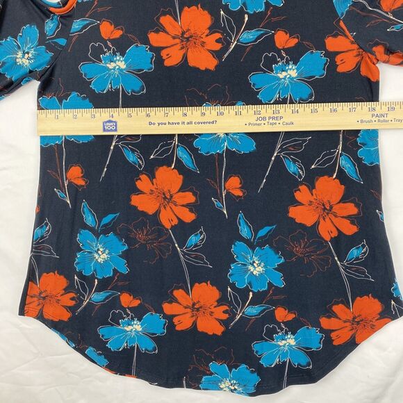 Viamor Women’s Cold Shoulder Floral Top Long Sleeve Black Rust Teal Size M - Picture 7 of 12